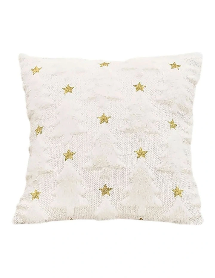 Celestial Textured Gold Star Pattern Cushion in 45cm in Cream image 1