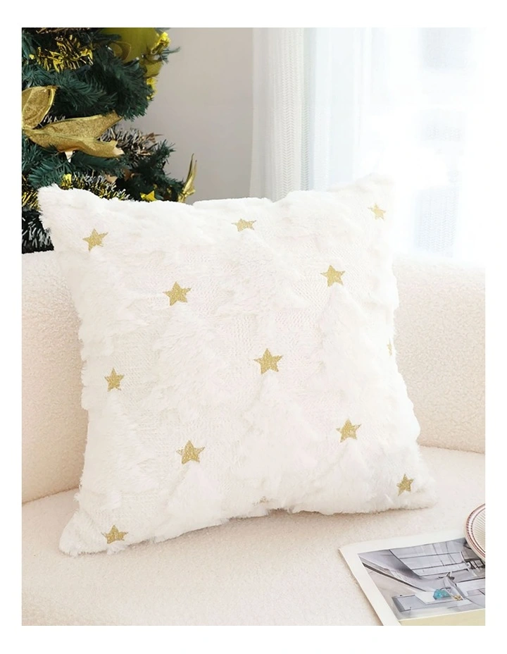 Celestial Textured Gold Star Pattern Cushion in 45cm in Cream image 2