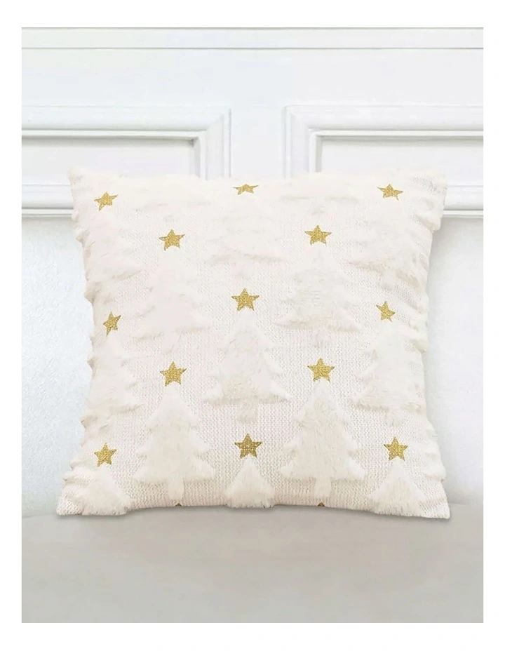 Celestial Textured Gold Star Pattern Cushion in 45cm in Cream image 4