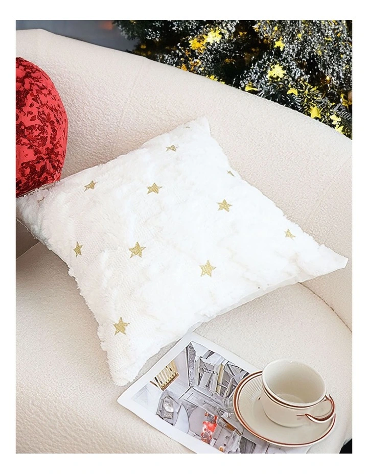 Celestial Textured Gold Star Pattern Cushion in 45cm in Cream image 6