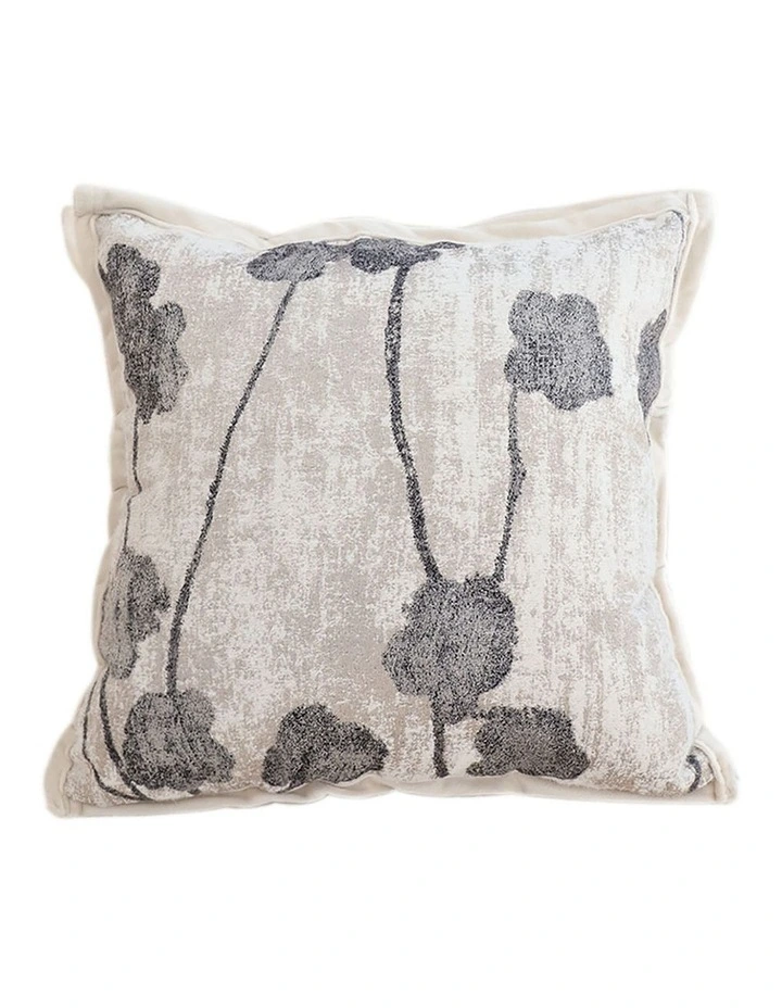 Modern Floral Stem Pattern Contemporary Cushion 45cm in Gray image 1