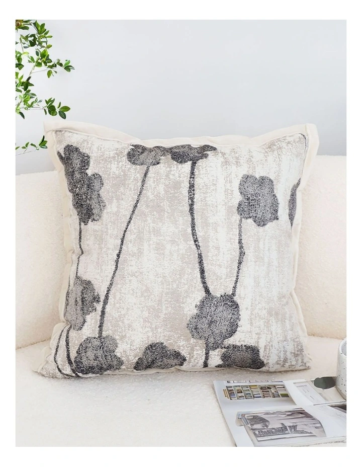 Modern Floral Stem Pattern Contemporary Cushion 45cm in Gray image 2