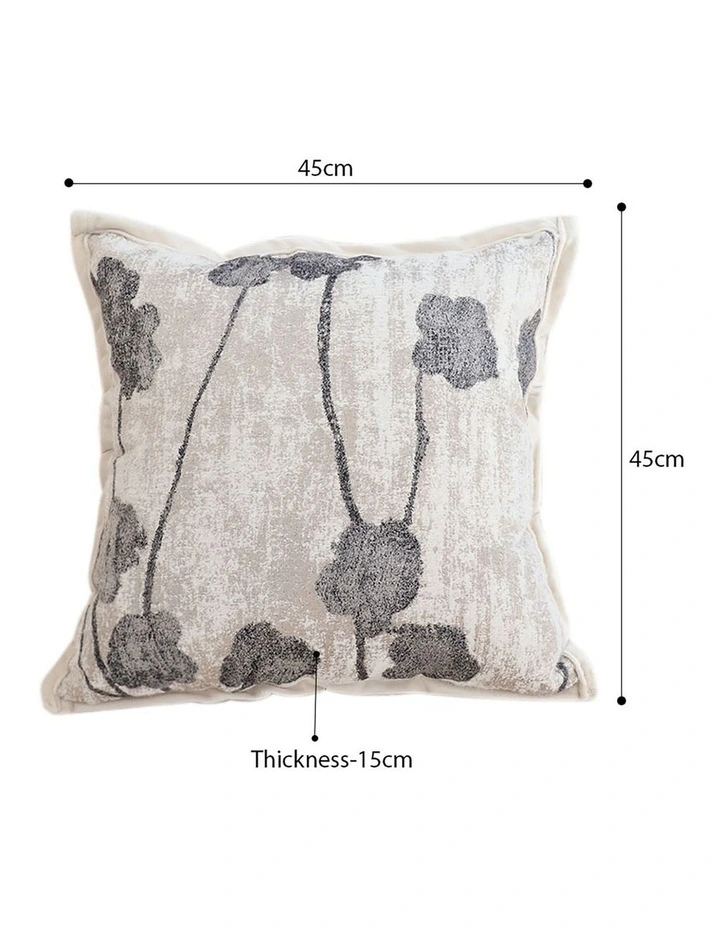 Modern Floral Stem Pattern Contemporary Cushion 45cm in Gray image 5