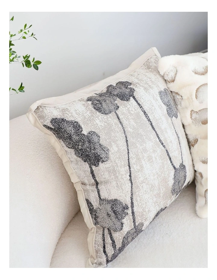 Modern Floral Stem Pattern Contemporary Cushion 45cm in Gray image 6