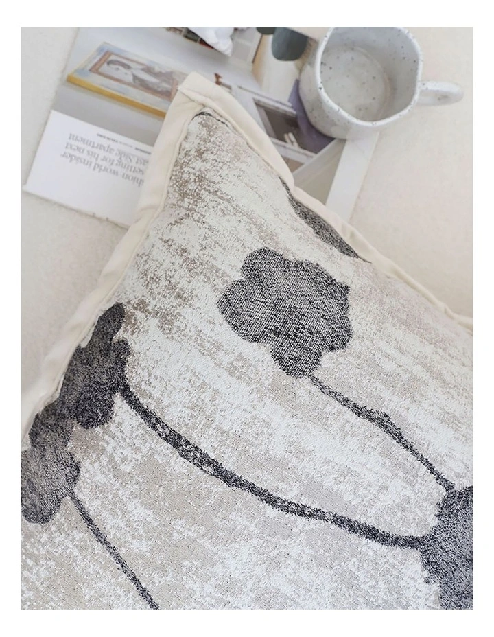 Modern Floral Stem Pattern Contemporary Cushion 45cm in Gray image 7