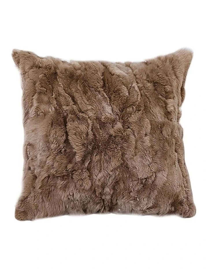 Luxurious Faux Fur Plush Textured Throw Pillow 50cm in Brown image 1