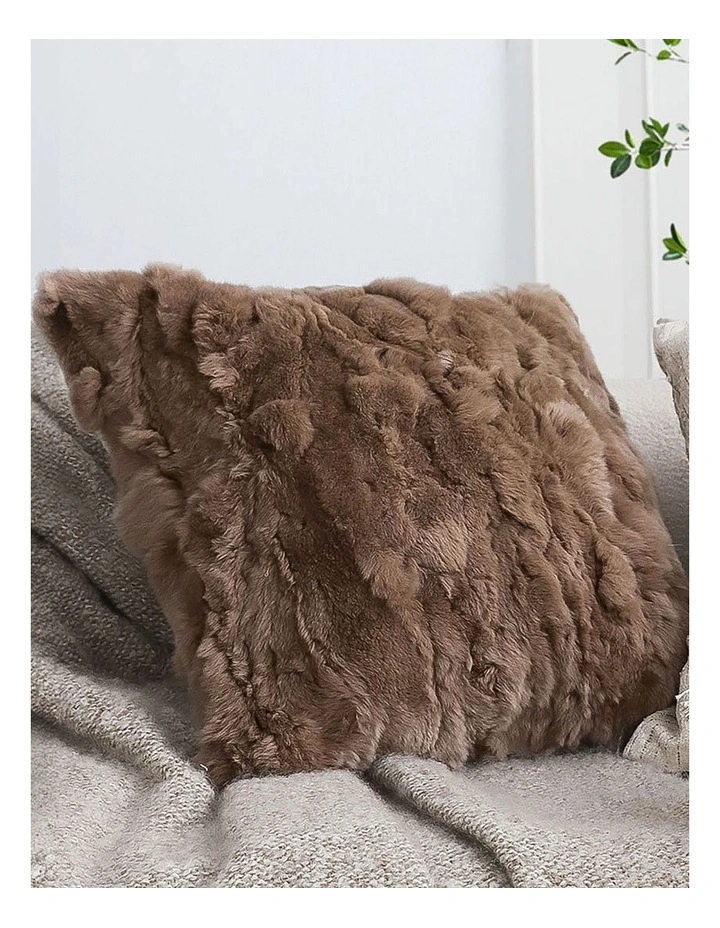 Luxurious Faux Fur Plush Textured Throw Pillow 50cm in Brown image 3