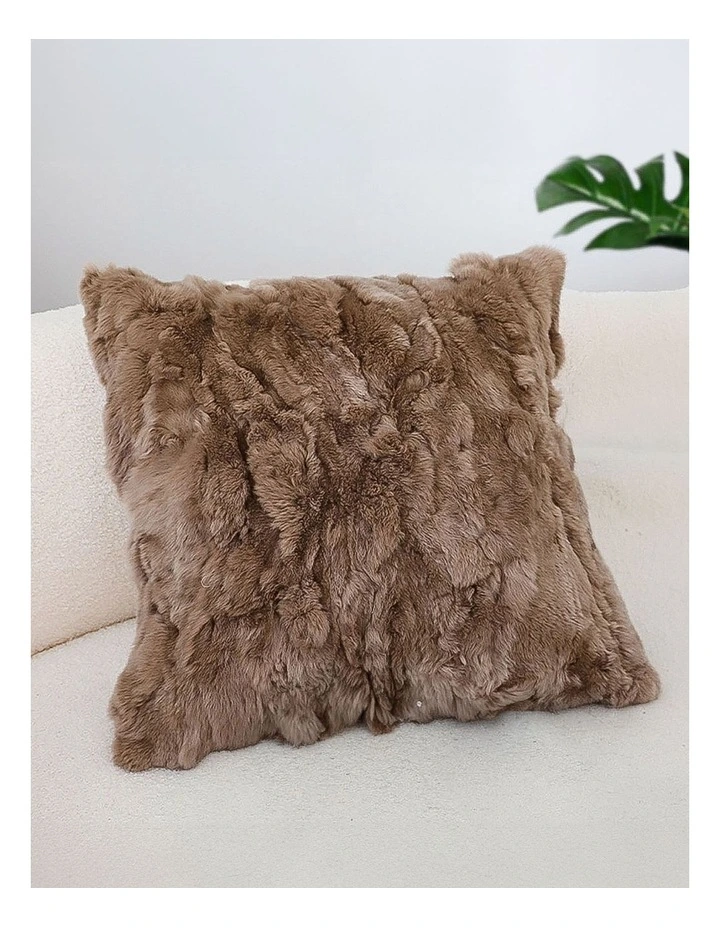Luxurious Faux Fur Plush Textured Throw Pillow 50cm in Brown image 4