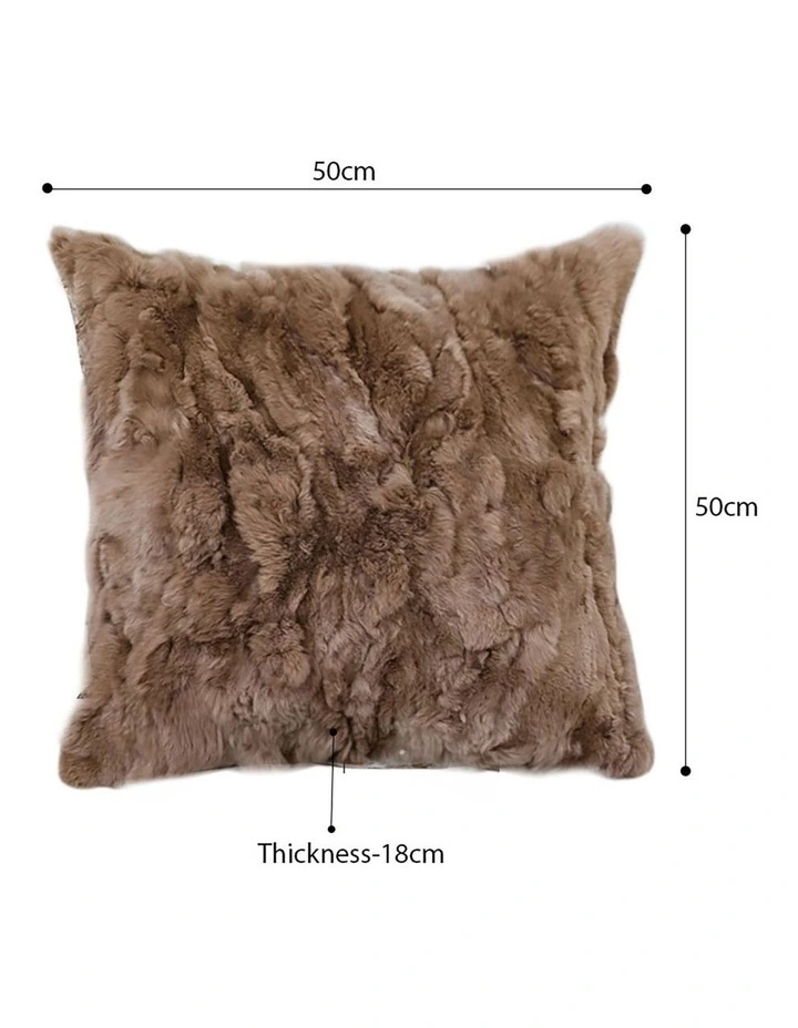 Luxurious Faux Fur Plush Textured Throw Pillow 50cm in Brown image 5