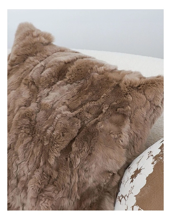 Luxurious Faux Fur Plush Textured Throw Pillow 50cm in Brown image 7