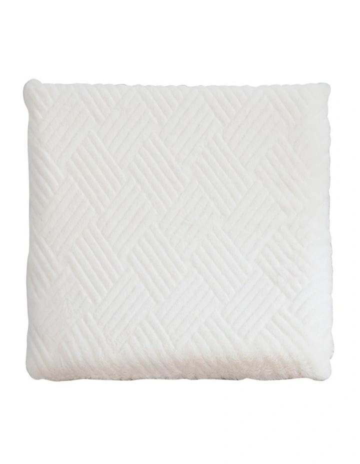 Chevron Square Cushion Soft Leaning Plush Backrest Throw Seat Pillow in White image 1