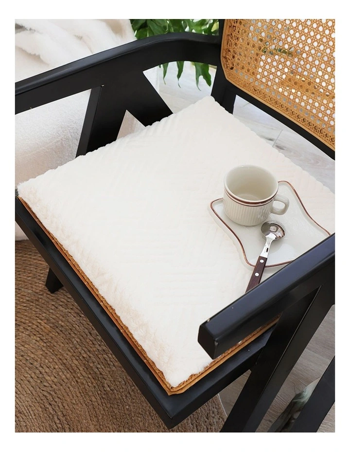 Chevron Square Cushion Soft Leaning Plush Backrest Throw Seat Pillow in White image 2
