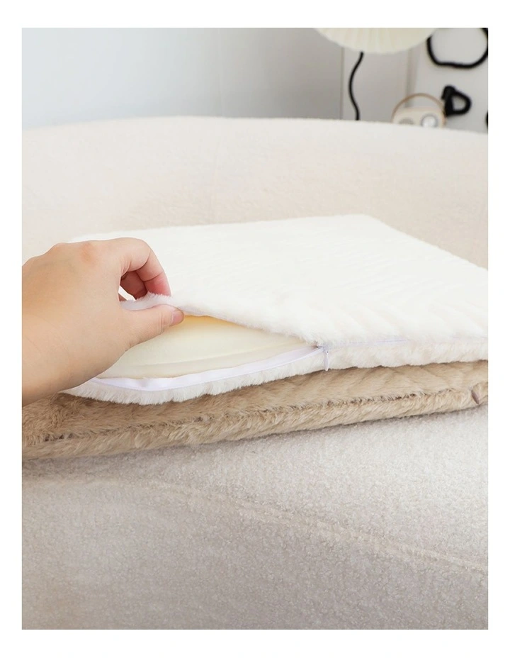 Chevron Square Cushion Soft Leaning Plush Backrest Throw Seat Pillow in White image 6