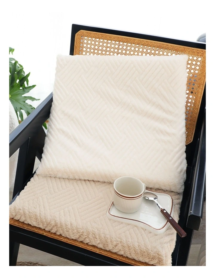 Chevron Square Cushion Soft Leaning Plush Backrest Throw Seat Pillow in White image 7