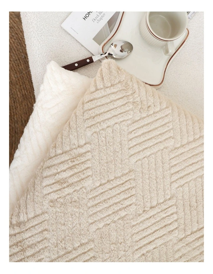 Chevron Square Cushion in Beige image 3
