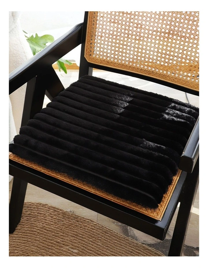 Corduroy Square Cushion in Black image 2