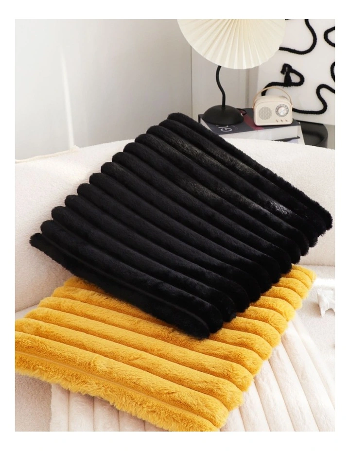 Corduroy Square Cushion in Black image 3