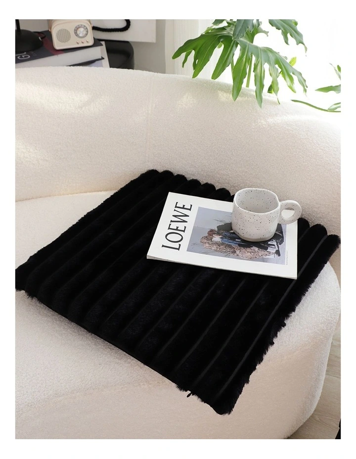 Corduroy Square Cushion in Black image 7