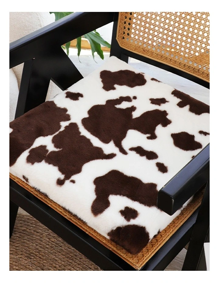 Coffee Cowhide Square Cushion in Multi image 2