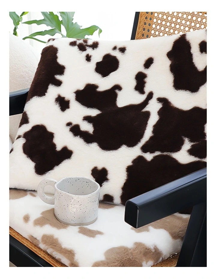 Coffee Cowhide Square Cushion in Multi image 4