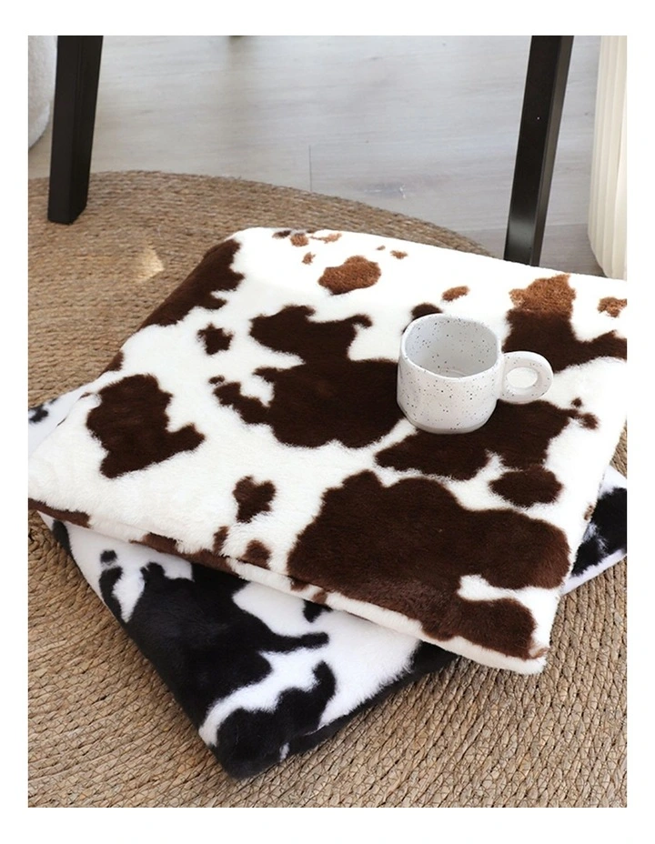 Coffee Cowhide Square Cushion in Multi image 6