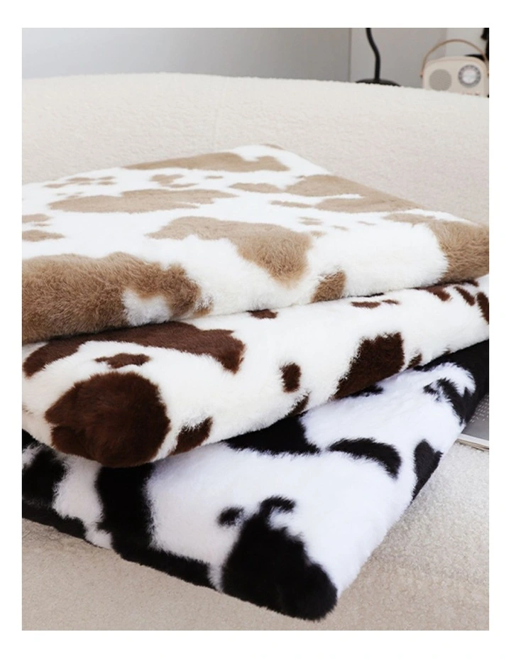 Coffee Cowhide Square Cushion in Multi image 7