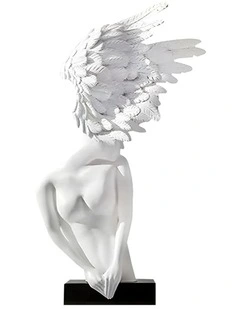 Modern Winged Figure Sculpture 86cm in WHite