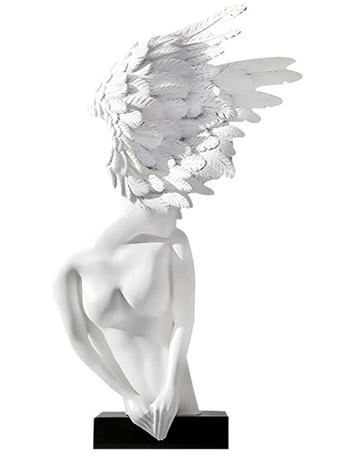 Modern Winged Figure Sculpture 86cm in WHite image 1