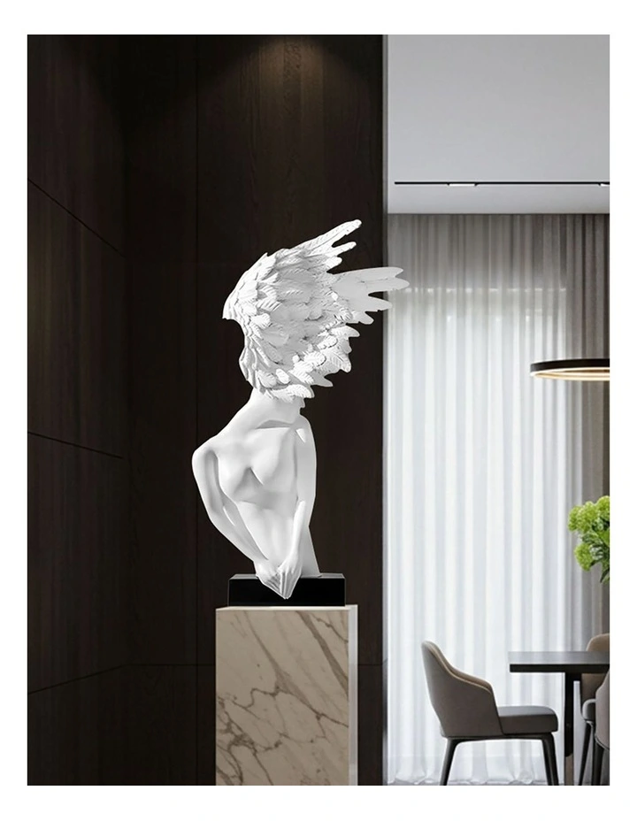 Modern Winged Figure Sculpture 86cm in WHite image 3
