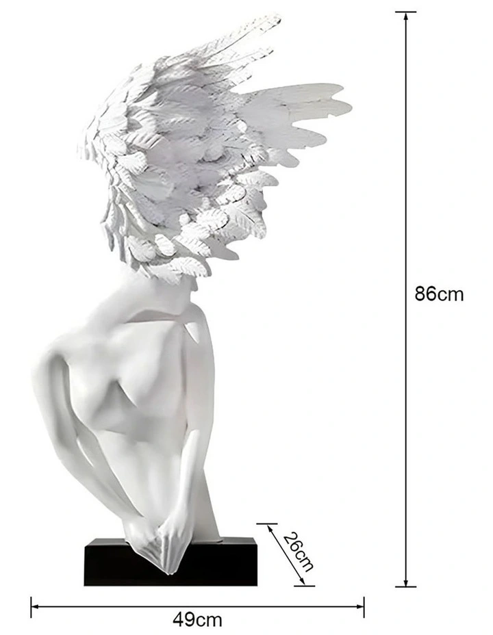 Modern Winged Figure Sculpture 86cm in WHite image 5