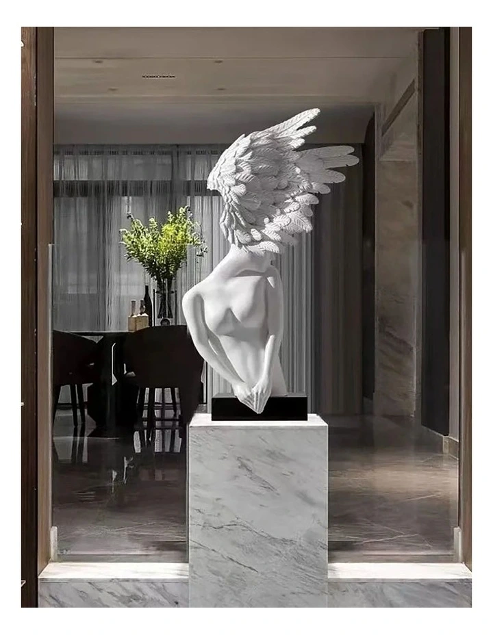 Modern Winged Figure Sculpture 86cm in WHite image 6