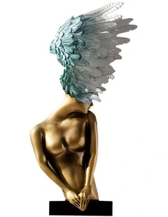 Modern Winged Figure Sculpture 86cm in Gold