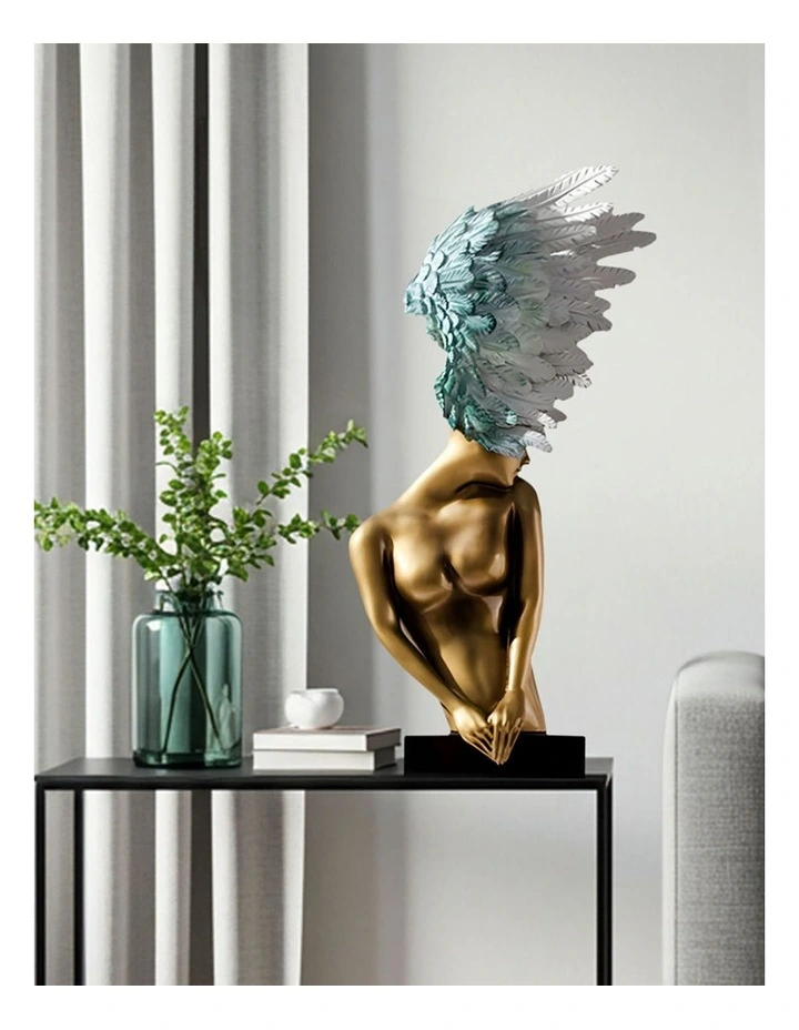 Modern Winged Figure Sculpture 86cm in Gold image 2