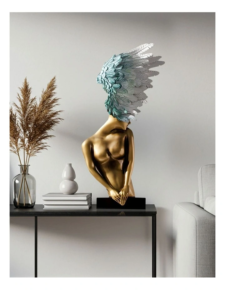 Modern Winged Figure Sculpture 86cm in Gold image 3