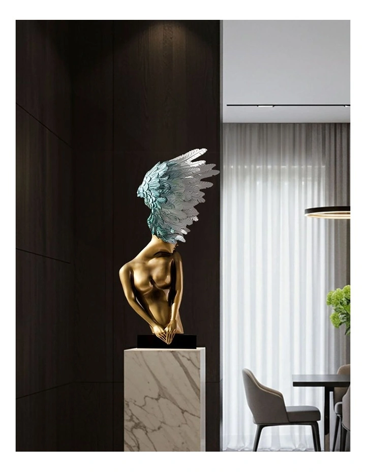 Modern Winged Figure Sculpture 86cm in Gold image 4