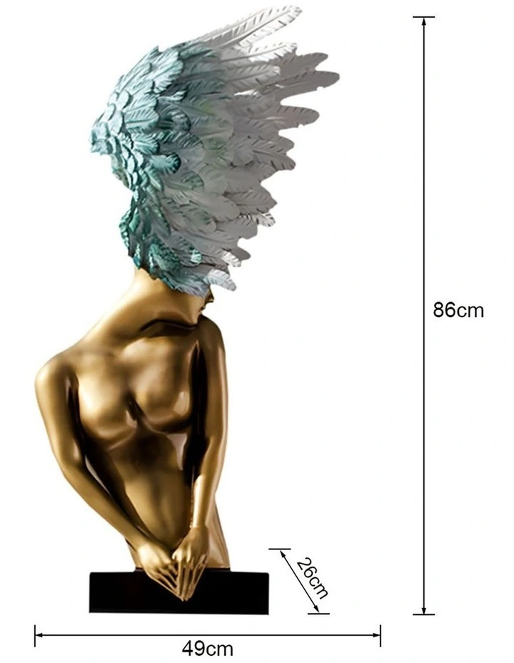 Modern Winged Figure Sculpture 86cm in Gold image 5