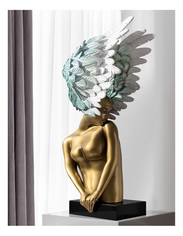 Modern Winged Figure Sculpture 86cm in Gold image 6
