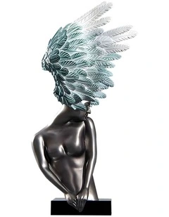 Modern Winged Figure Sculpture in Silver