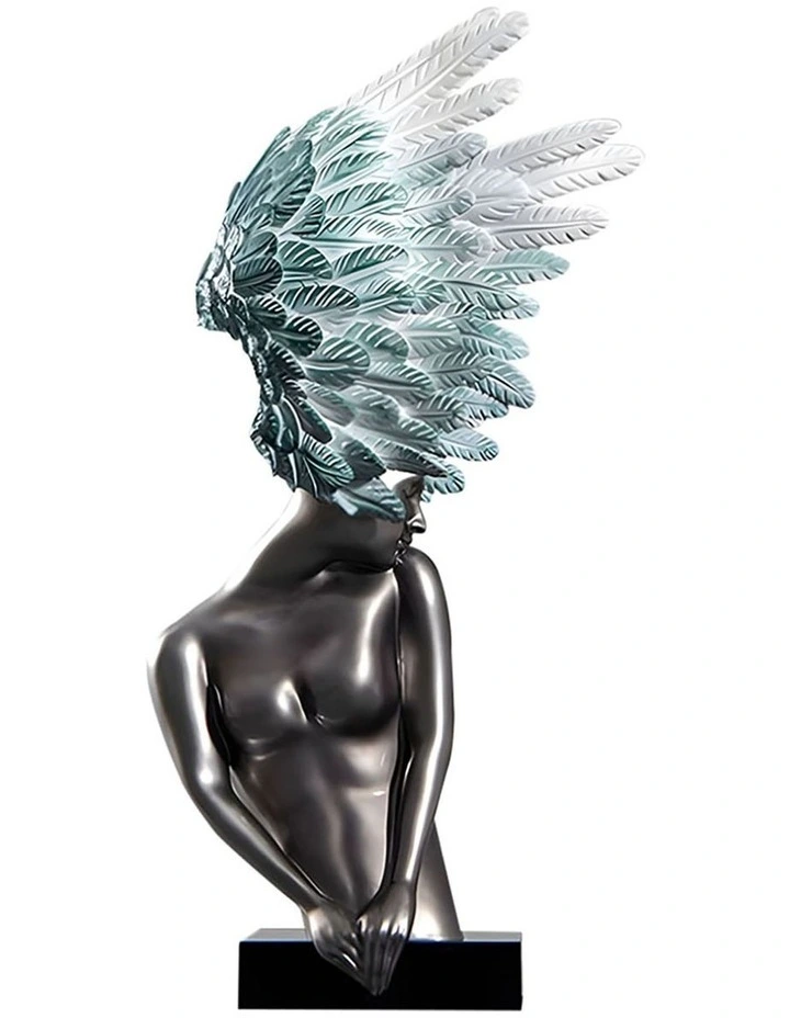 Modern Winged Figure Sculpture in Silver image 1