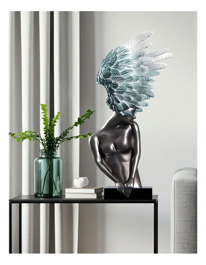 Modern Winged Figure Sculpture in Silver image 2