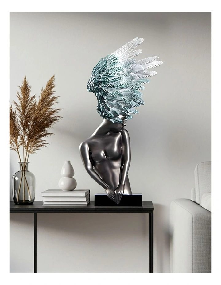 Modern Winged Figure Sculpture in Silver image 3