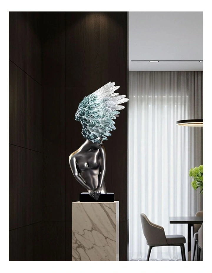 Modern Winged Figure Sculpture in Silver image 4