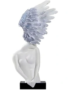 Modern Winged Figure Sculpture in White