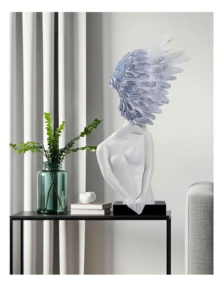Modern Winged Figure Sculpture in White image 2