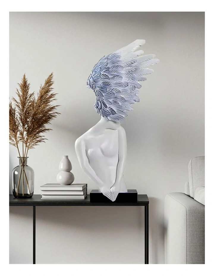 Modern Winged Figure Sculpture in White image 3