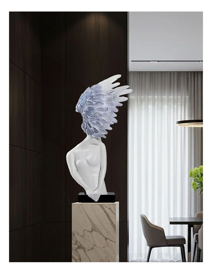 Modern Winged Figure Sculpture in White image 4