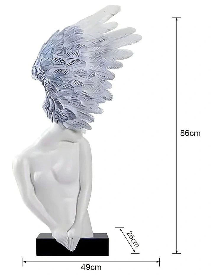 Modern Winged Figure Sculpture in White image 5