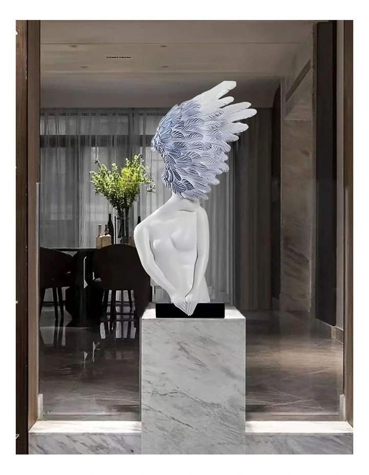 Modern Winged Figure Sculpture in White image 6