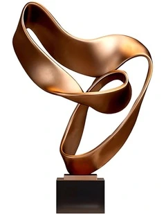 Abstract Modern Ribbon Art Sculpture 45cm in Brown