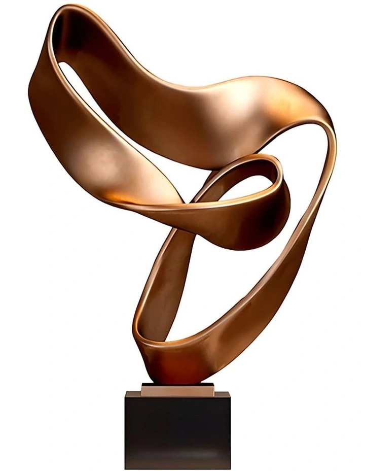 Abstract Modern Ribbon Art Sculpture 45cm in Brown image 1
